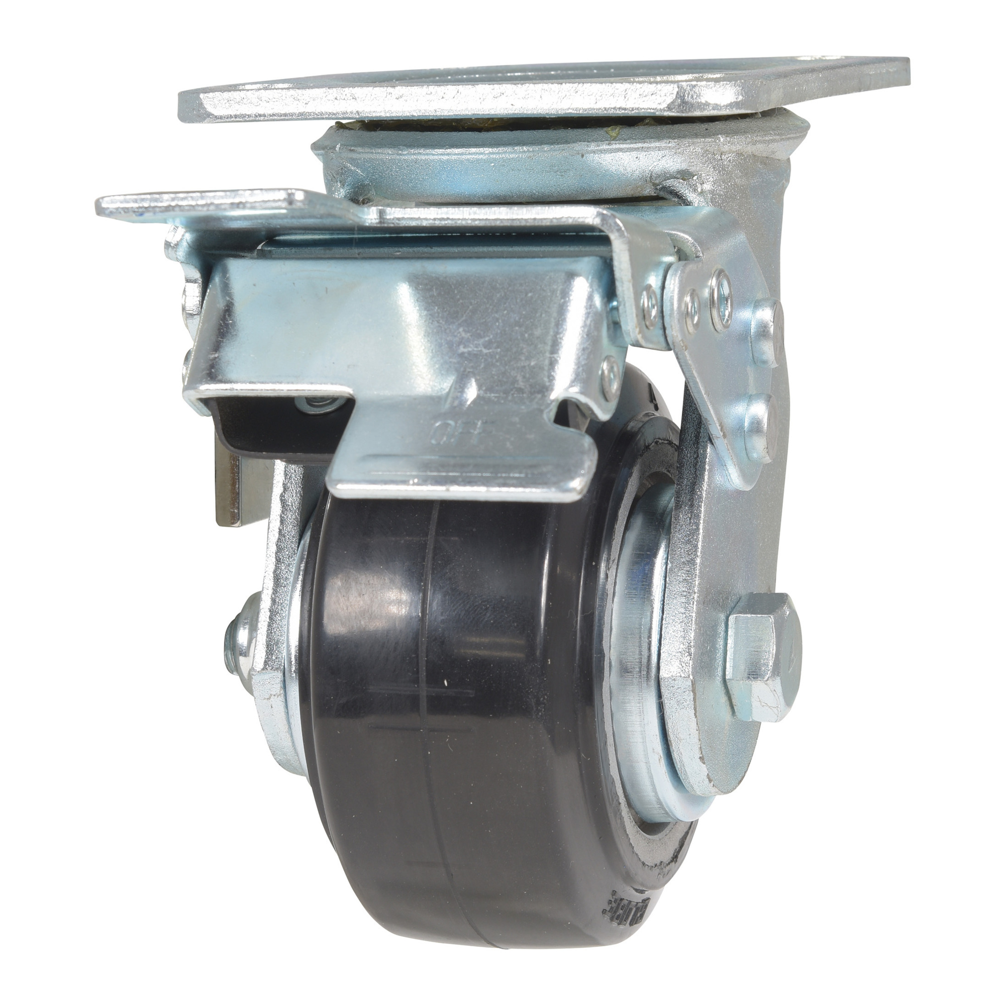 Vestil Rubber Swivel With Total Brake Caster 4 In. Diameter x 2 In. Width 551 Lb. Capacity Black/Gray